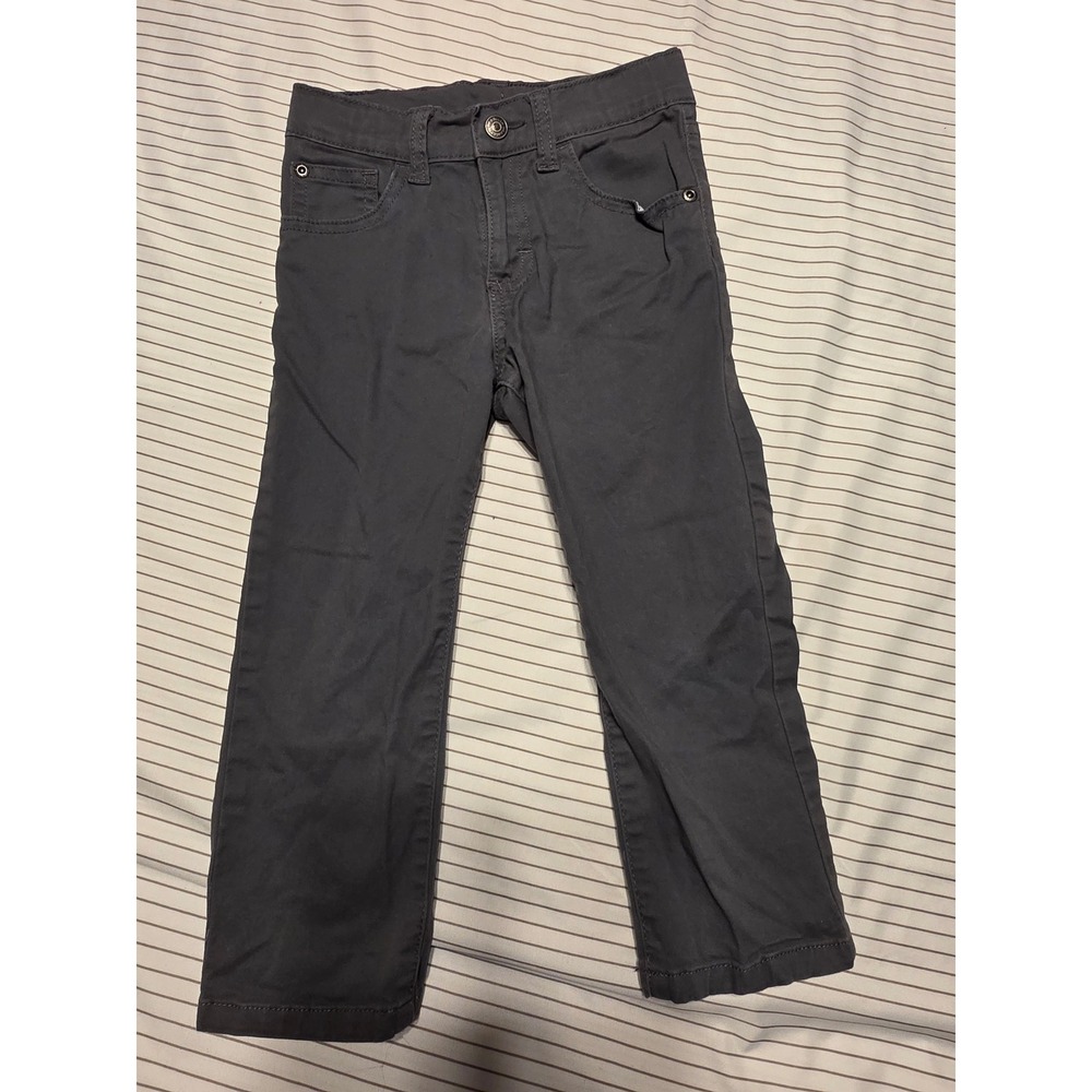 1157 Wrangler Boys 4T Gray Straight Leg Pants Adjustable Waist 9NLTFIG